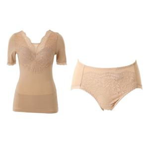 와코루 조임없이 편안한 스트레치 레이스 면모달 반팔런닝브라+팬티(WLGC190AT)