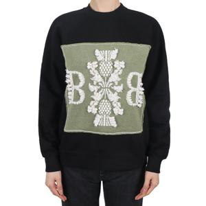 배리 여성 캐시미어 B로고 패치 맨투맨 블랙 C104324 341