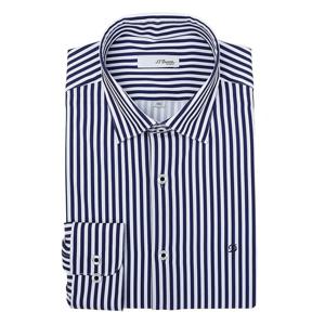 [에스티듀퐁(셔츠)]네이비 히든 스넵 스트라이프 슬림핏 긴소매 셔츠 SE5SM21LS323SNY