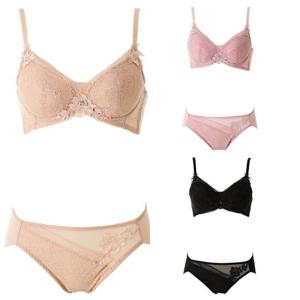 와코루 A,B컵 가슴을 모아주는 사이드업 저중심 브라+햄라인팬티 WBR2080ABH