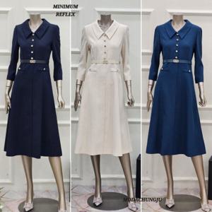 [미니멈]MD 카라넥 버튼포인트 A라인 원피스 MD MYBGWO3090 MDM_