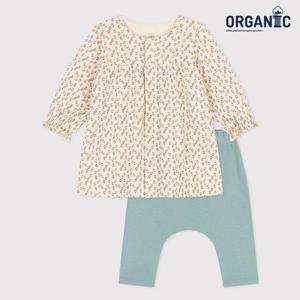 [쁘띠바또]쁘띠바또 베이비 오가닉  플라워 드레스 레깅스 상하복 (NTF41NS27F_IV)