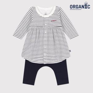 [쁘띠바또]쁘띠바또 베이비 오가닉 스트라이프 원피스 레깅스 상하복 (NTY41NS28F_DN)