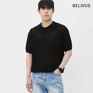 남성 여름 오픈 카라 반팔 니트 BOP119