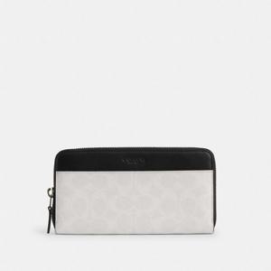 코치 CY405-QBMQV 아코디언 지갑 시그니처 캔버스 체크/플레어