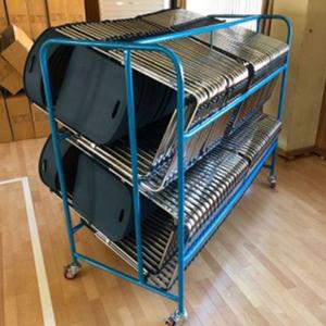 접이식 의자 보관대 2단 60개용 강당의자 보관 학교체육용품 초시계 스타팅블럭 체육용품 허들바 학교체력장용품 운동기구 스타트건 육상용품 학교신체검사