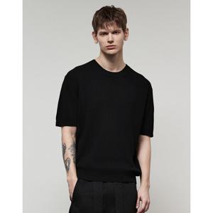 일꼬르소 25SS 에센셜 라운드 반팔 니트 블랙 IESW5E503BK