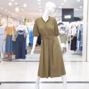 [ab.f.z]브이넥 슬림밴딩 여리 집업 원피스 FSPHZ5O01G