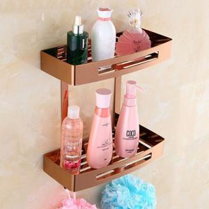 델라 2단 욕실일자선반 로즈골드 화장실선반 욕실선반 DL