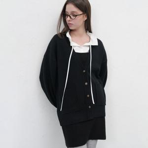 WOMAN 벌룬 슬리브 루즈핏 가디건 [BLACK] / WBE3L43526