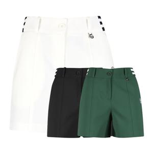 럭스골프 여성 자수 패치 라인 시보리 3부 반바지 YD25M220W
