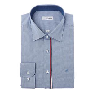 [에스티듀퐁(셔츠)]블루 미니체크 삼색 테이프 슬림핏 긴소매 셔츠 SE5FM21LS322SBU