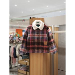 베네통키즈6 체크 퍼 카라 숏 코트 QACT03561 25FW