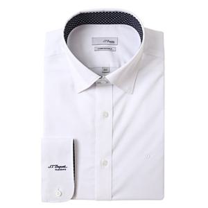 [듀퐁셔츠] 25 F W (SE5FM22LS923SWH) 화이트 기본무지 스냅버튼 카라배색 스판 긴소매 슬림핏 셔츠