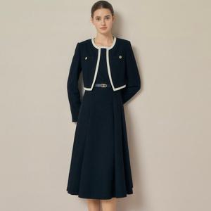 글리터 배색 플레어 원피스+ 재킷 세트 GRAM0OP911