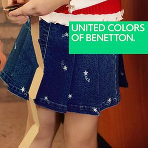 [베네통키즈]25FW+별 전판 데님 플리츠 스커트 QASK03541