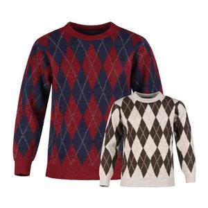 럭스골프 남성 라운드넥 아가일 긴팔 니트 스웨터 RM25W427