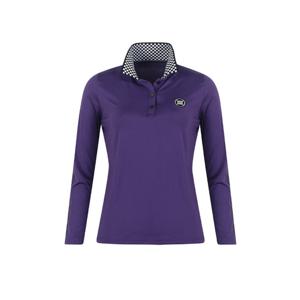 골피아 여성 국산 체크카라 기능성 슬림핏 골프티셔츠 ATF5MI5566