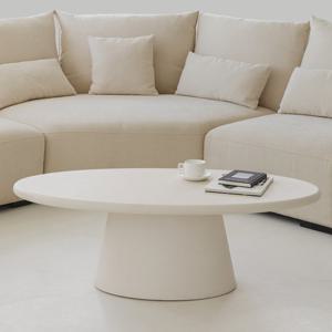 리카 플러스 타원형 좌식 쇼파 거실테이블 1200 화이트