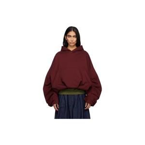 25 FW 드리스반노튼 여성 레드 드레이핑 후드티 252358F097000