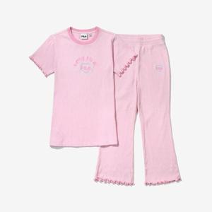 [휠라키즈] Girls 골지 반팔&긴바지 셋업 (FK2FSF2203F_EPK)