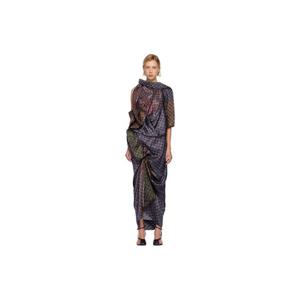 25 FW 드리스반노튼 여성 멀티컬러 드레이핑 실크 맥시 드레스 252358F055009