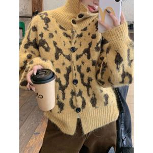 [베나프]레오파드 하이넥 가디건_FG4GD001