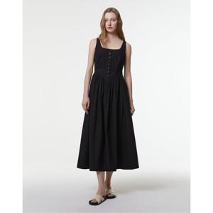 아떼 바네사브루노 25SS 스테디셀러 블랙 셔링장식 면 민소매원피스 WVDR5B731BK