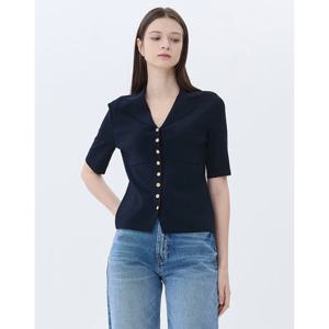 질스튜어트 뉴욕 여성 25SS 스테디셀러 네이비 포켓 반팔니트 WJSW5B771N2