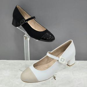 [탠디]여성 스트랩 포인트 미들힐 X2HS50DS14 BLACK WHITE 1DC J