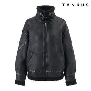 [탱커스]하이넥 시어링 양털 배색 무스탕 집업 자켓 (TX4JK023L0)