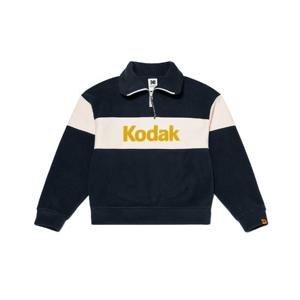 코닥 블록 마이크로플리스 세미오버핏 반집업 맨투맨 W BB K4422EFSE1 NVY ORG WMG