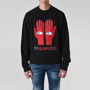 디스퀘어드 핸드 프린트 맨투맨 블랙 S74GU0625 S25554 900