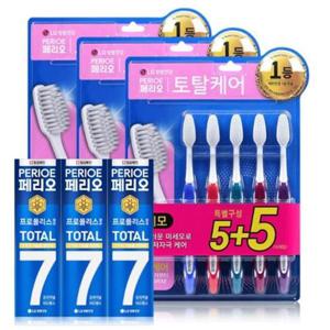 페리오 토탈 케어 미세모 칫솔 10입 3세트+토탈7 오리지널 치약 120g 3개