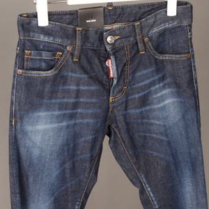 디스퀘어드2 가죽텝 스틸로고 중청 워싱진 슬림 74LB0405