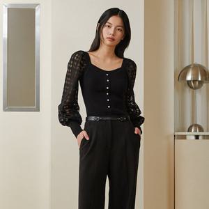 [에고이스트]볼륨 소매 골지 슬림 PO(EQ4KL168)