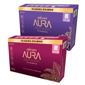 아우라 딥센트 드라이시트 120매 2개(라임바질만다린+페어앤프리지아)