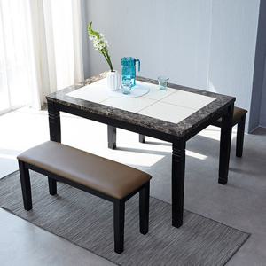 베스트리빙 제니스 나폴레옹 4인 대리석 식탁세트(벤치2개형)