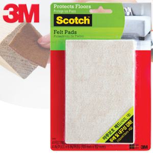 3M스카치 마루보호패드 사각 대 4입 SP840/3M마루보호패드/바닥긁힘보호패드/의자발커버/소음방지패드