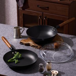 베카 시즈닝 무쇠 26cm 3종 세트 (프라이팬+궁중팬+유리뚜껑)