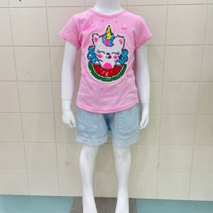 [리틀밥독]수박야옹 반팔티셔츠 H222MTS23_JK