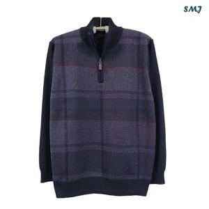 [에스엠진]SMJ1428 남자 니트 집업 니트 기모 티셔츠 중년 남성