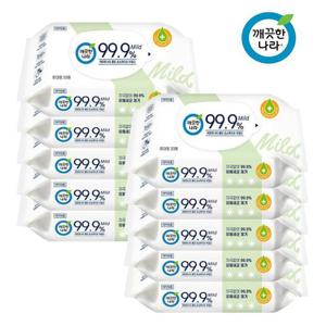 [땡큐온]깨끗한나라 클린 손소독티슈 99.9 마일드 20매 x10개