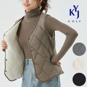 겨울 퀄팅 베스트 보온 밍크퍼 V넥 여성 패딩 조끼 KOWLVE32