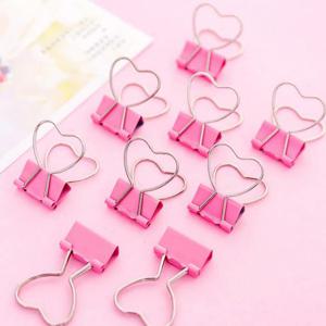 핑크 하트 철제 집게 클립[핑크덕후 미니 더블 페이퍼 바인더 문구용 다꾸 클립집게]