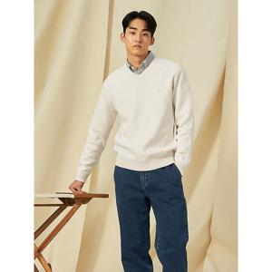 [신상40%OFF][빈폴멘] 코튼 베럴비 V넥 니트 아이보리 (BC5151C020)