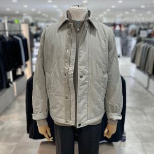 [지오지아]스웨이드 카라 퀄팅 경량 패딩 점퍼_ABE4JP1102_BE_DG