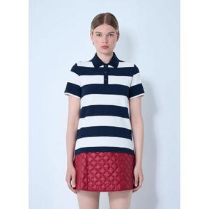 25 FW 몽클레어 여성 스트라이프 폴로 셔츠 mon0261014wht