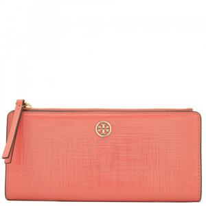 토리버치 코랄 크러쉬 페이턴트 레더 로빈슨 지퍼 월렛 154915-650