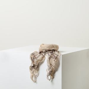 [헤지스] 베이지 체크 러플 롱 실크 스카프[HISC5F730I2]